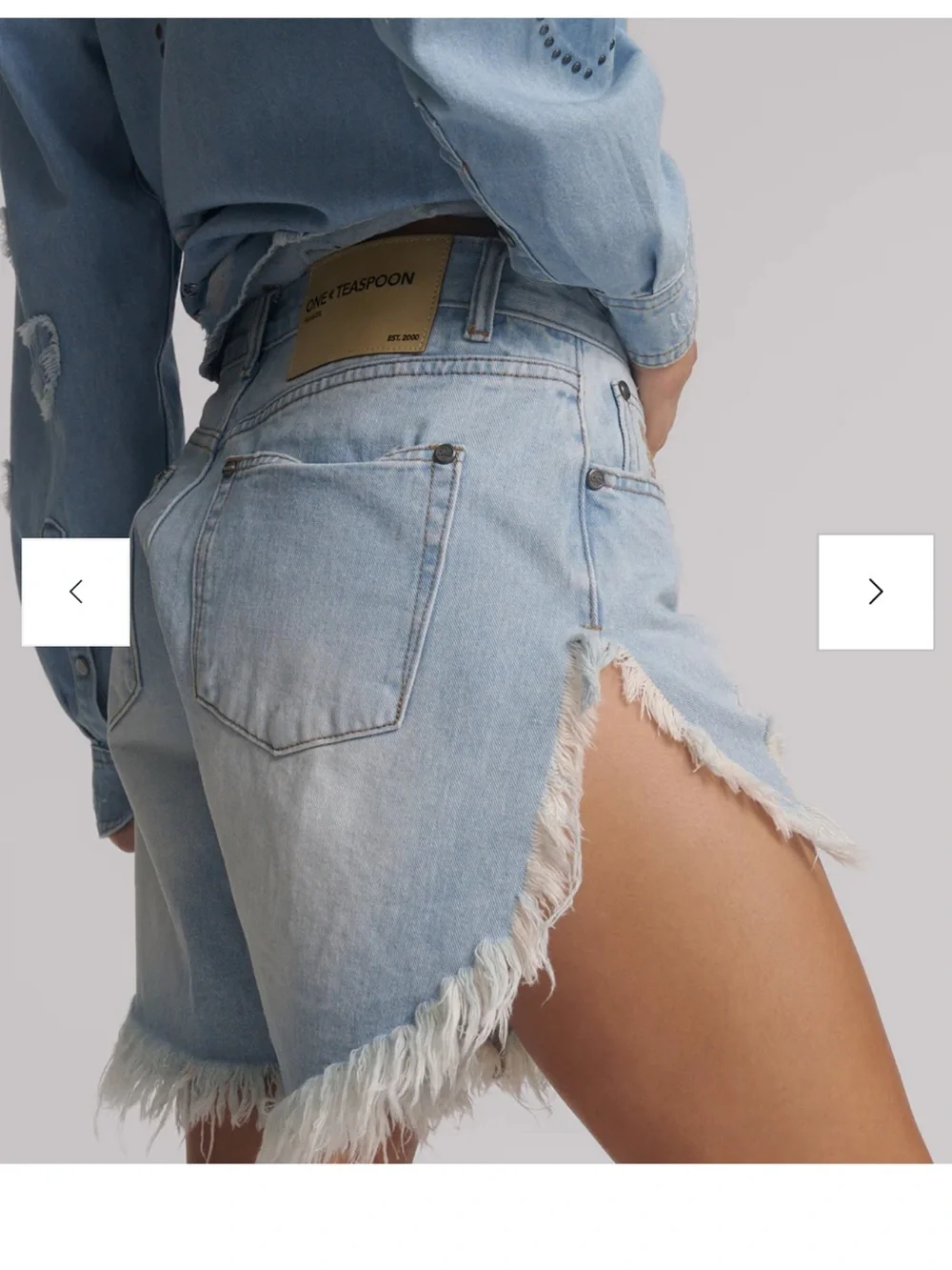 One Teaspoon Light Blue Distressed Denim Cutoff Shorts